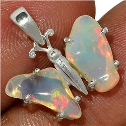 Ethiopian Opal & Sterling Silver Butterfly Pendant