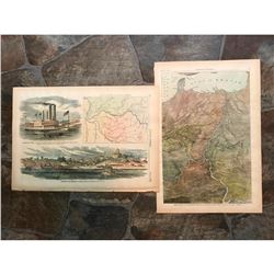 19thc Hand-colored Harper's Weekly Engravings, St. Louis, Jefferson City Missouri, Mississippi River