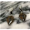 Image 2 : Chiastolite Cross Stone & Onyx Sterling Silver Earrings