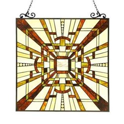 Tiffany Style Mission Stained Glass Hanging Window Panel