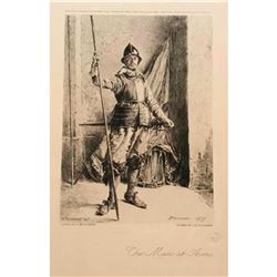 After Meissonier, Toussaint Etching  The Man At Arms 