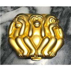 Estee Lauder Gold Speak, Hear, See No Evil Monkey Compact