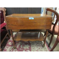 Drop Side Mahogany Tea Trolley with Drawer