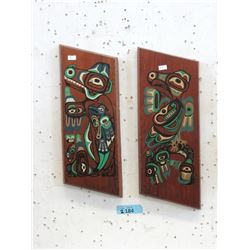 2 First Nations Design Wood Plaques