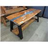Image 1 : Hand Crafted Coffee Table Bench with Acrylic Inlay