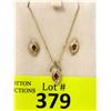 Image 1 : 10KT Gold and Ruby Necklace and Earrings Set