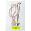 Image 1 : Rose Quartz &  Sterling Necklace with Heart