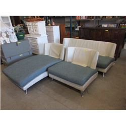 3 Piece Leather & Fabric Upholstered Sofa Set