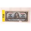 Image 1 : 1937 Canadian Five Dollar Bank Note