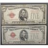 Image 1 : 2-1928 $5 RED SEAL U.S. NOTES