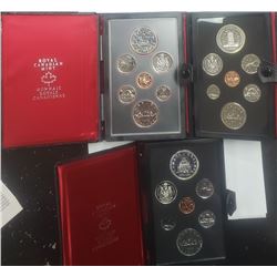 3-CANADA PROOF SETS 1976, '77, '78