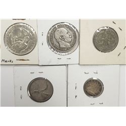 5-FOREIGN SILVER COINS - INTERESTING LOT