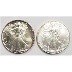 2 - 1998 and 1994 American Silver Eagles 1 oz 999