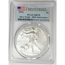2016 AMERICAN SILVER EAGLE PCGS MS70