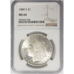 1880-S Morgan Silver Dollar $ NGC MS 64