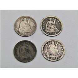1852, 1853, 1857, 1872 SEATED HALF DIMES