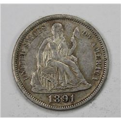 1891 SEATED DIME