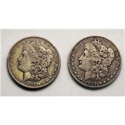 (2) 1892 MORGAN DOLLARS