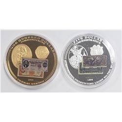 2-BANKNOTES OF THE USA COMMEM COINS