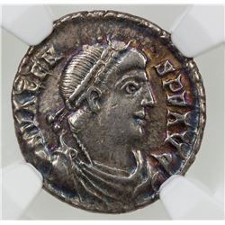 ROMAN EMPIRE: Valens, 364-378 AD, AR siliqua (1.93g), Trier, ND (368-75 AD). NGC EF