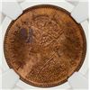 Image 1 : BRITISH INDIA: Victoria, Empress, 1876-1901, AE 1/4 anna, 1889(c). NGC MS63