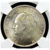 Image 1 : NETHERLANDS EAST INDIES: Wilhelmina, 1890-1948, AR gulden, 1943-D. NGC MS63