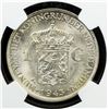 Image 2 : NETHERLANDS EAST INDIES: Wilhelmina, 1890-1948, AR gulden, 1943-D. NGC MS63