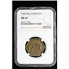 Image 3 : BELGIAN CONGO: Leopold III, 1934-1950, 2 francs, 1943. NGC MS63