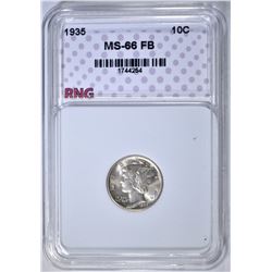 1935 MERCURY DIME, RNG SUPERB GEM BU FB