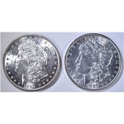 1887 & 1890 MORGAN DOLLARS CH BU