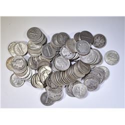MIX OF 100 MERCURY & 90% SILVER ROOSEVELT DIMES