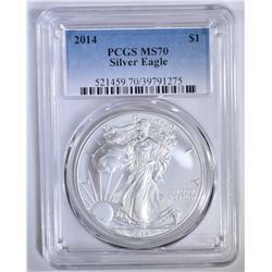 2014 AMERICAN SILVER EAGLE PCGS MS70