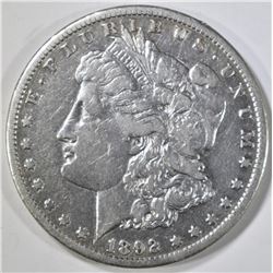 1892-CC MORGAN DOLLAR  VF+
