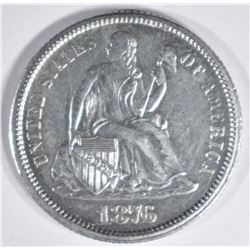 1876-CC SEATED LIBERTY DIME AU/BU