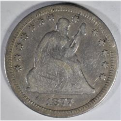 1877-CC SEATED LIBERTY QUARTER VG
