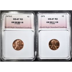 1973 & 1973-D LINCOLN CENTS WHSG SUPERB GEM RED
