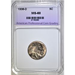 1938-D BUFFALO NICKEL  APCG SUPERB GEM +
