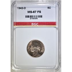 1942-D JEFFERSON NICKEL  BGC SUPERB GEM FS