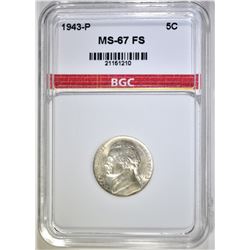 1943 JEFFERSON NICKEL  BGC SUPERB GEM FS