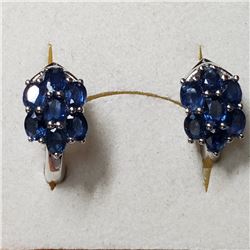 RHODIUM PLATED STERLING SILVER SAPPHIRE EARRINGS