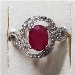 SILVER RUBY RING SIZE 7.5