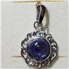 Image 1 : RHODIUM PLATED STERLING SILVER TANZANITE PENDANT