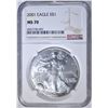 Image 1 : 2001 AMERICAN SILVER EAGLE  NGC MS-70