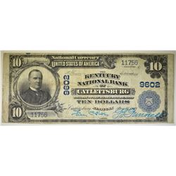 1902 $10 NATIONAL CURRENCY CATLETTSBURG KY. VF