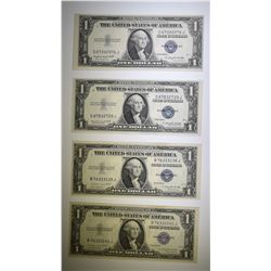 4 1935-G $1 SILVER CERTIFICATES GEM CU