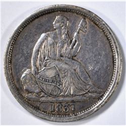 1837 NO STARS SEATED LIBERTY DIME XF