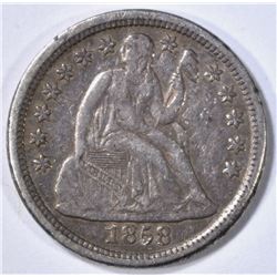 1858-O SEATED DIME, XF