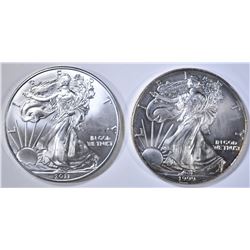 1999 & 2011 BU AMERICAN SILVER EAGLES
