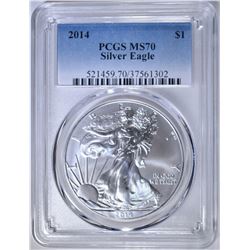 2014 AMERICAN SILVER EAGLE PCGS MS70