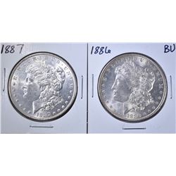 1886 & 1887 MORGAN DOLLARS  BU